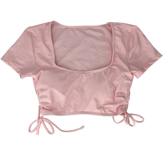 Cabana del Sol Swimsuit Bikini Pink String Short Sleeves Small New - Picture 2 of 13